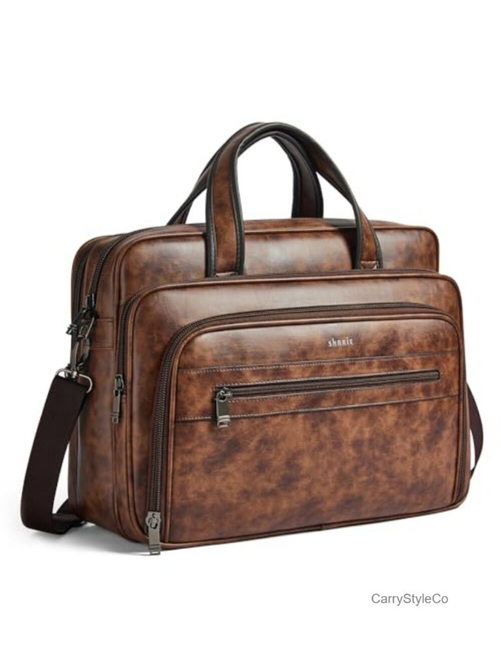 17 Inch Water-Resistant Vegan Leather Laptop Messenger Bag Briefcase